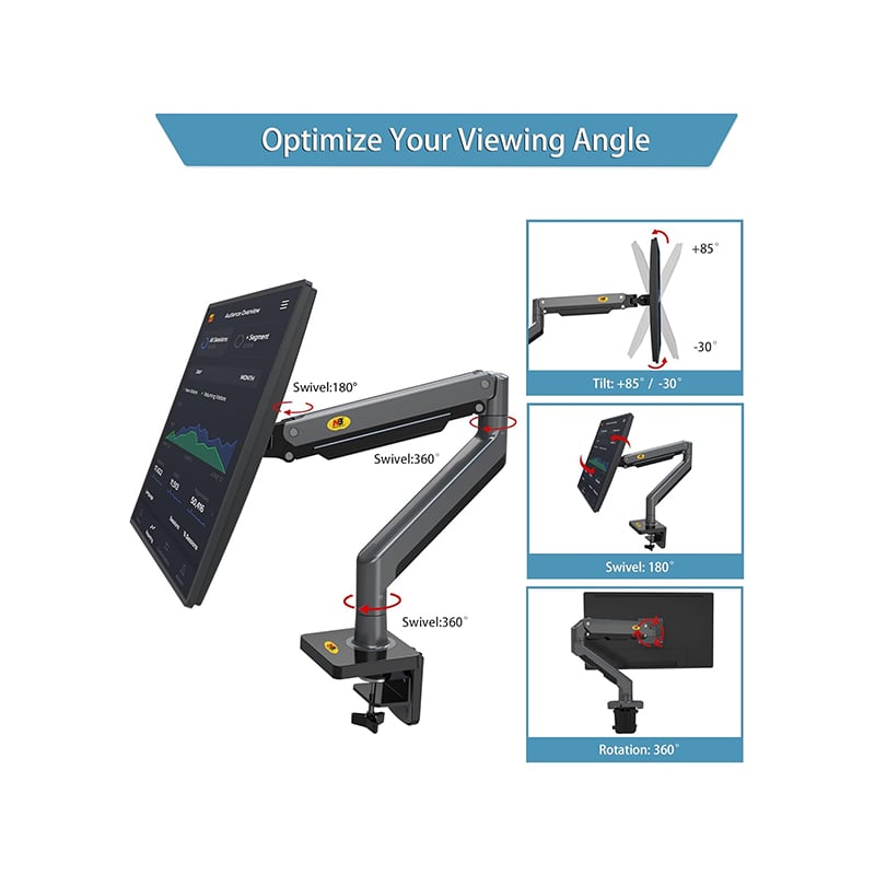 NB North Bayou G45 Full Motion Swivel Gaming Monitor Arm