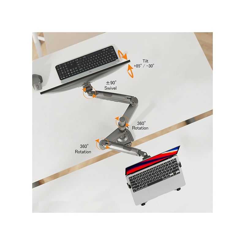 North Bayou H180-FP Dual Desk Arm Laptop 10-17" +  Monitor Mount 17-27"