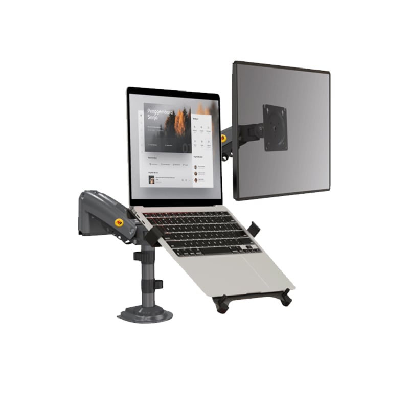 North Bayou H180-FP Dual Desk Arm Laptop 10-17" +  Monitor Mount 17-27"