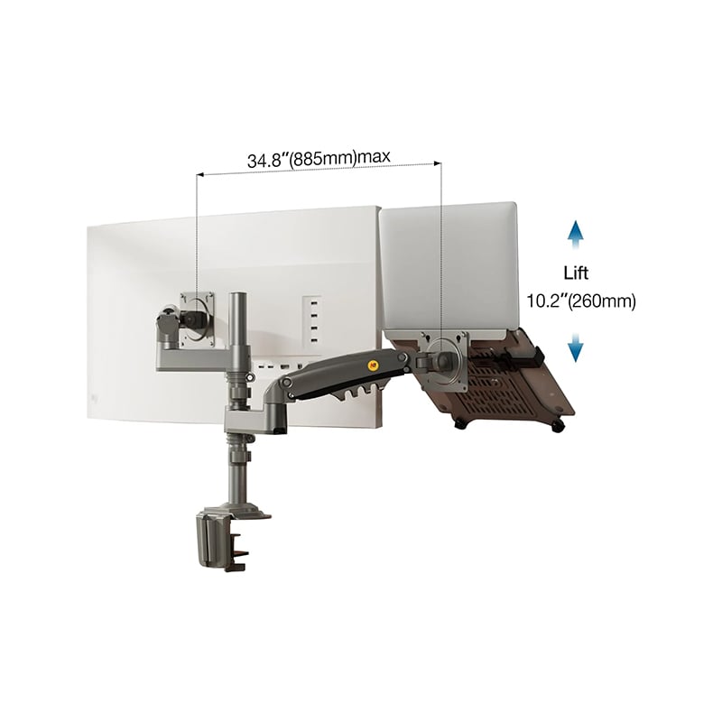 North Bayou H180-FP Dual Desk Arm Laptop 10-17" +  Monitor Mount 17-27"