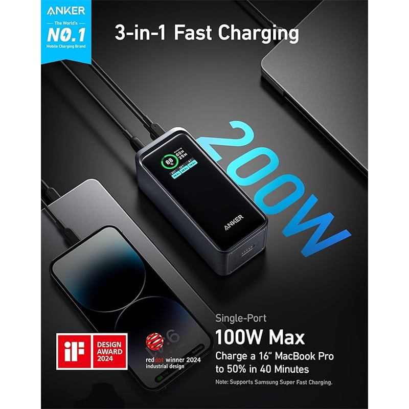 Anker A1336 Prime  200W 20000mAh Portable Smart Digital Display Power Bank