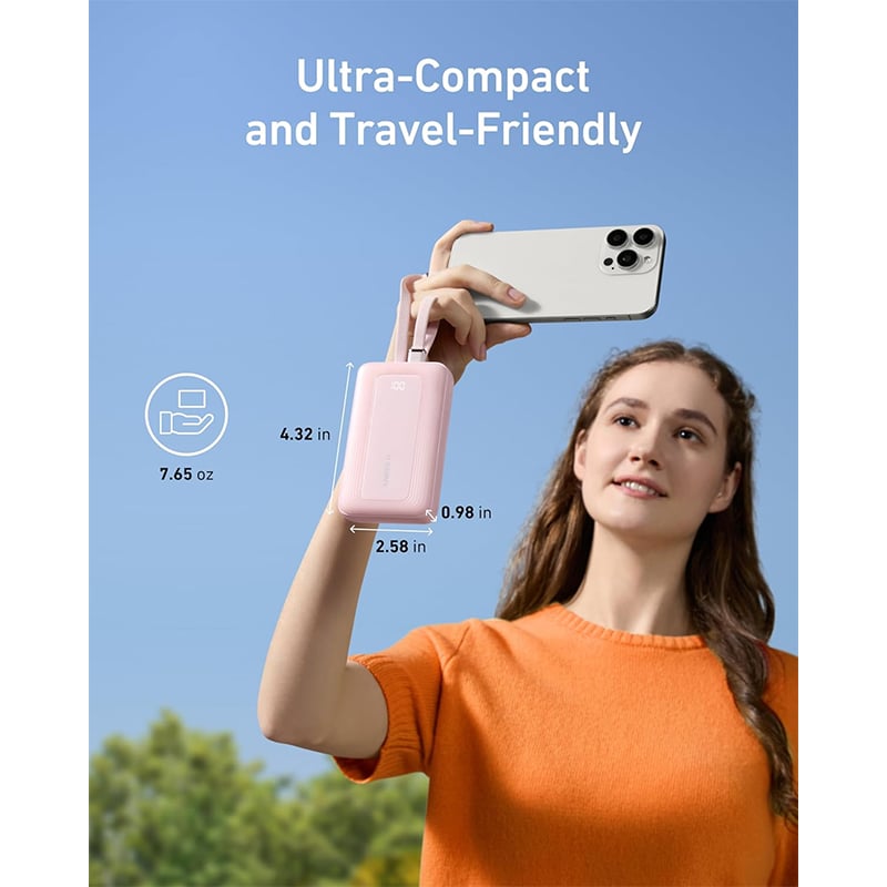 Anker A1680H31 30W 10000mAh Zolo Power Bank with Built-In USB-C and Lightning Cable
