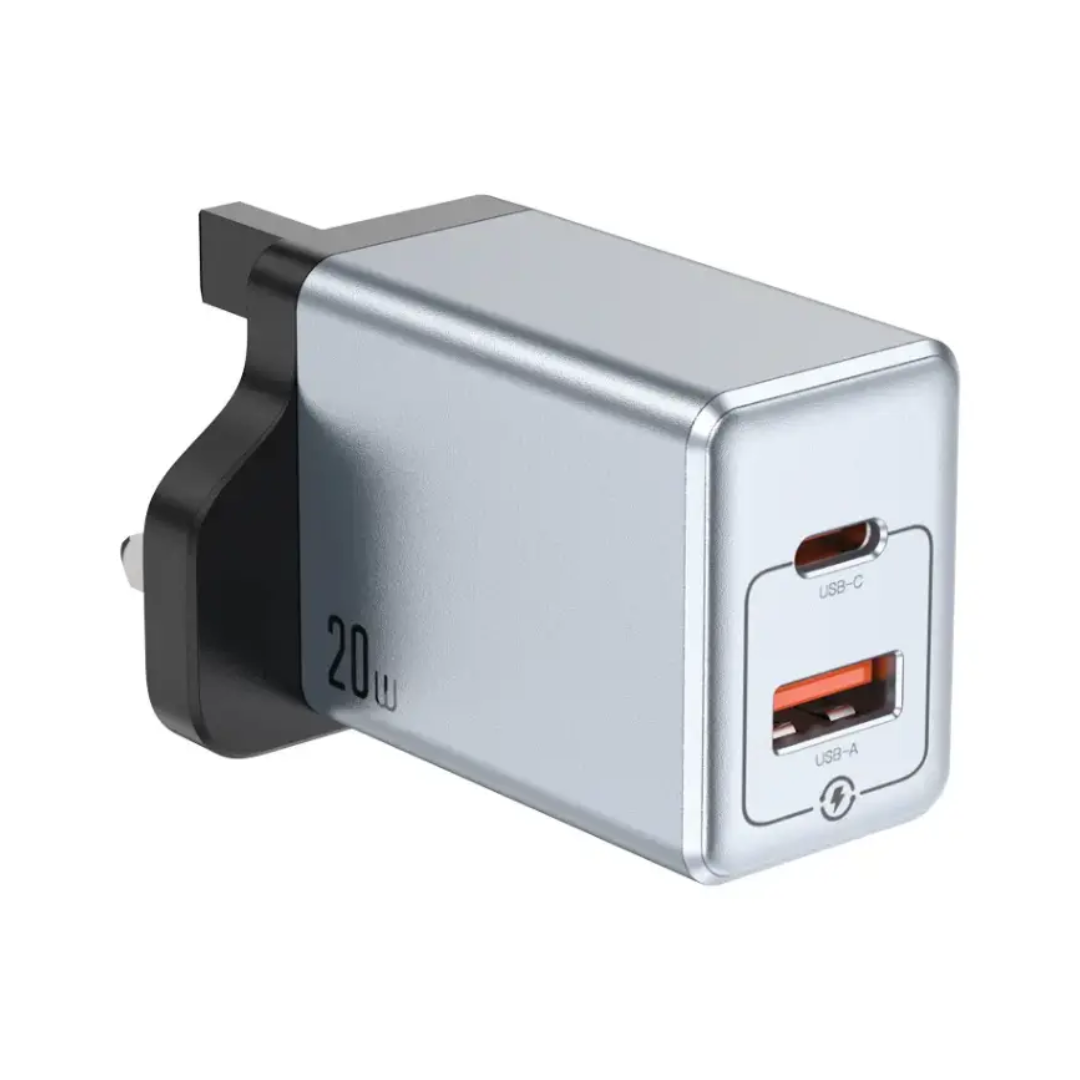Green Lion 20W GaN Premium Series Dual Port UK Wall Charger