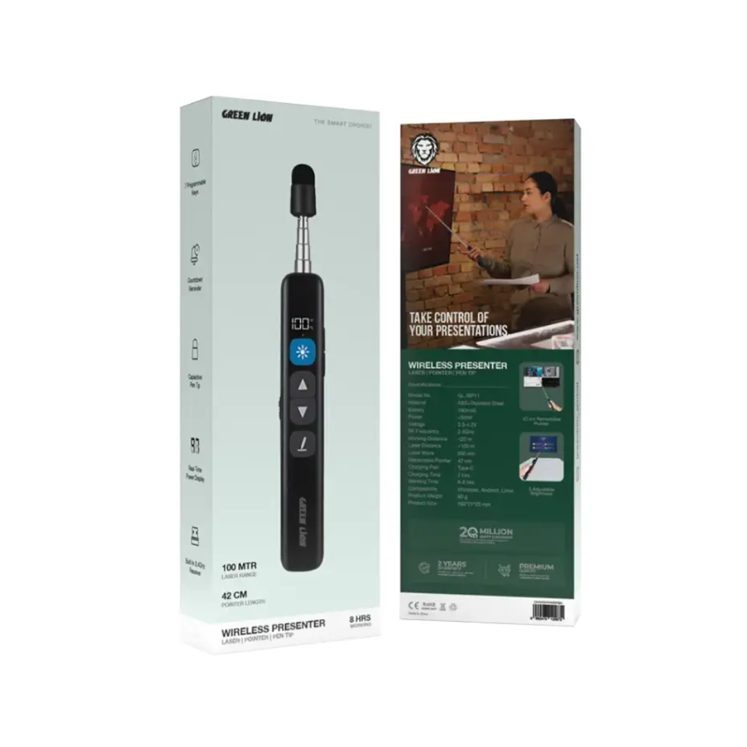 Green Lion Wireless Presenter with Retractable Pointer