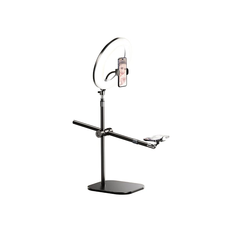 RTAKO ZJ-FP02 Kit Overheard Phone Mount 55cm with Phone Clamp And Ring Light