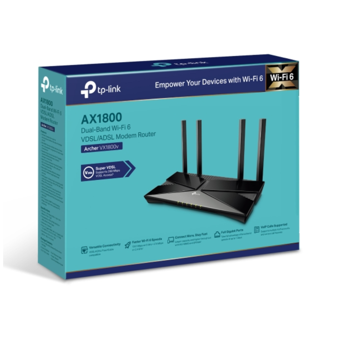 TP-Link Archer VX1800v AX1800 Dual-Band Wi-Fi 6 VDSL/ADSL Modem Router