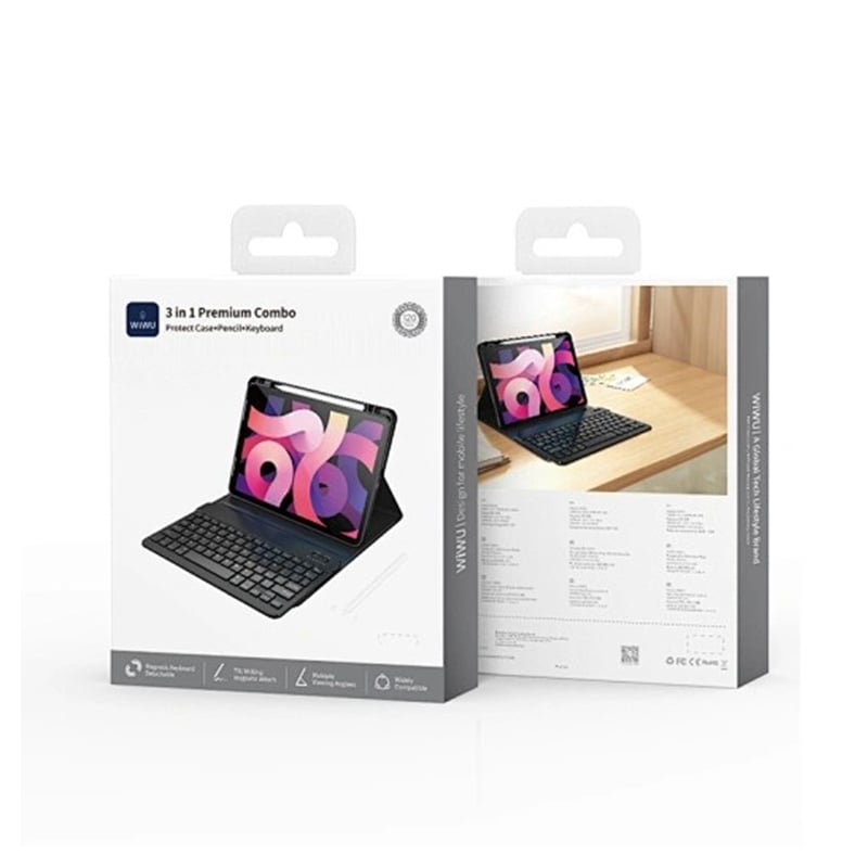 WiWU MK-006 3 in 1 Premium Combo Protect Case with Pencil and Keyboard for iPad 10.2 inch 7th Gen 2019