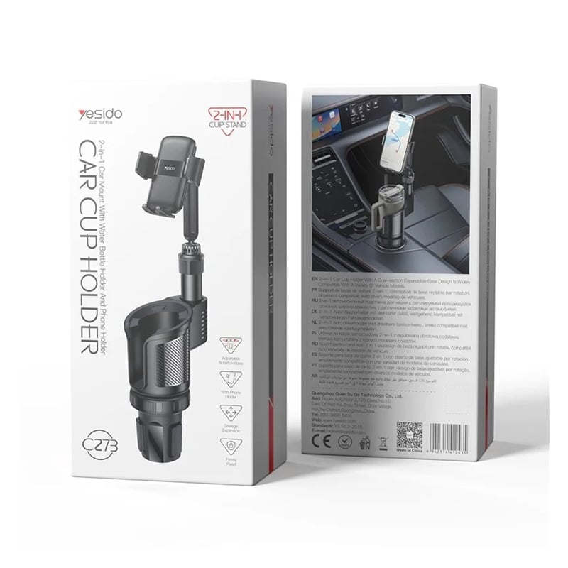 Yesido C273 2 in 1 Car Mount With Water Bottle Holder And Phone Holder