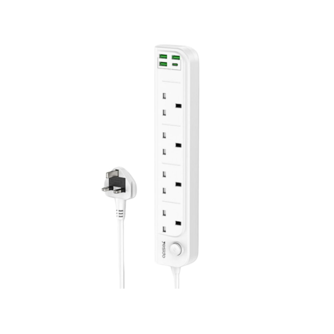 Yesido MC27 4 AC Outlets & 4 USB Power Strip with PD & Fast Charge Extension Power Cord