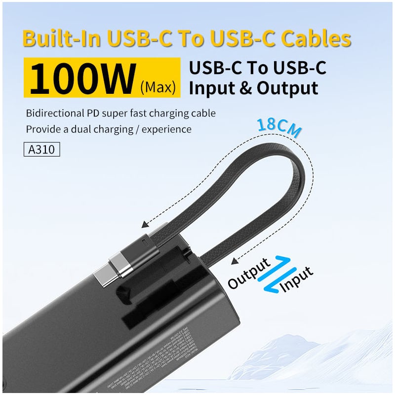 Aspor A310 USB-C 100W Super Charging Powerbank