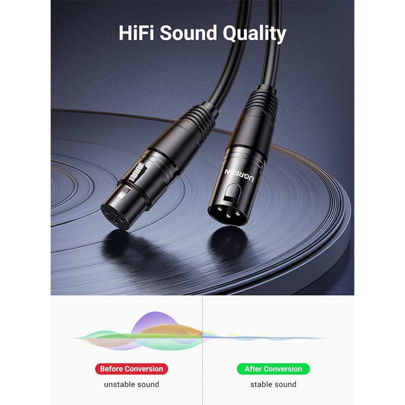 UGREEN 20714 Cannon Male Female Microphone Extension 10M Audio Cable