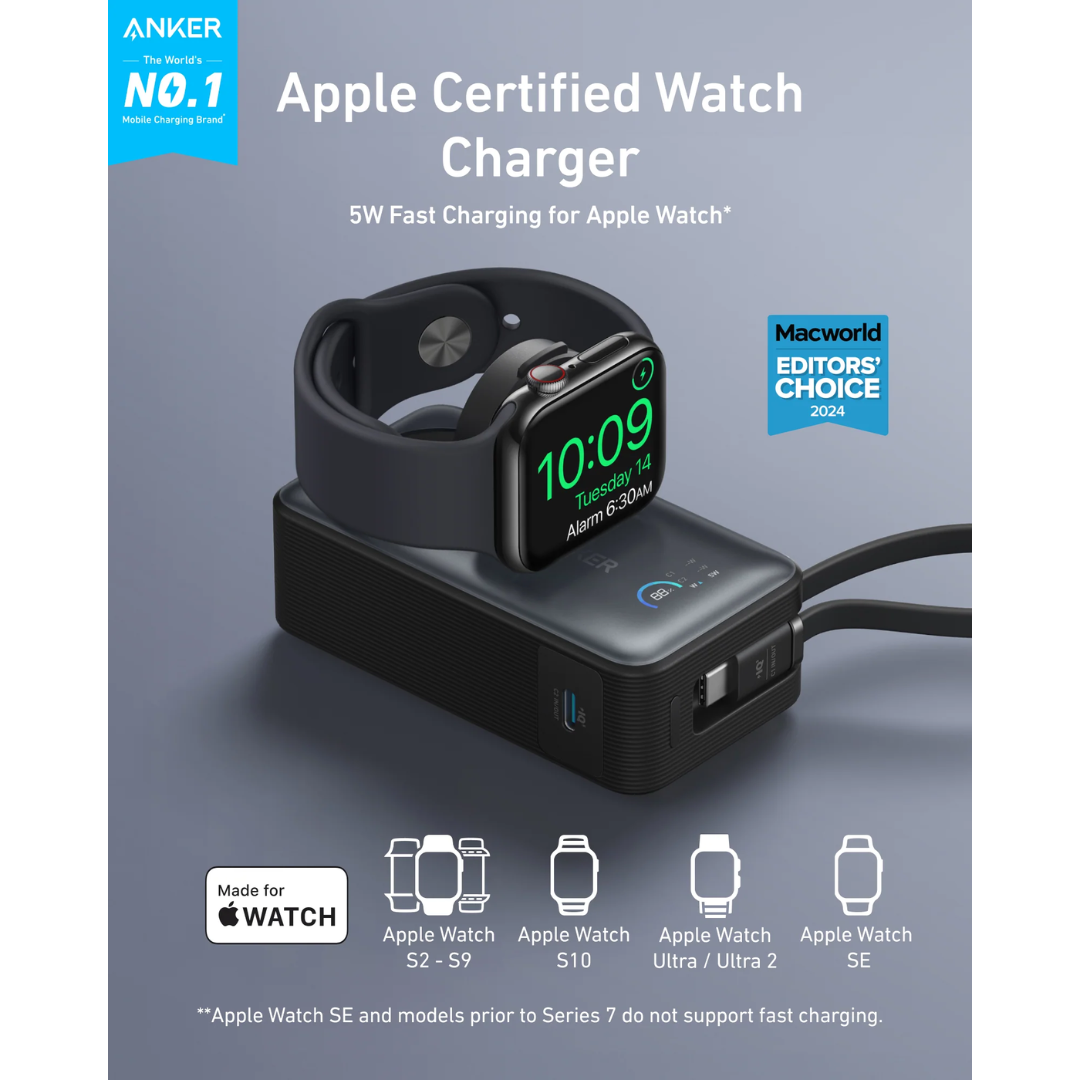 Anker A1657H11 MagGo 30W 10000mAh Power Bank for Apple Watch with Built in USB-C Cable