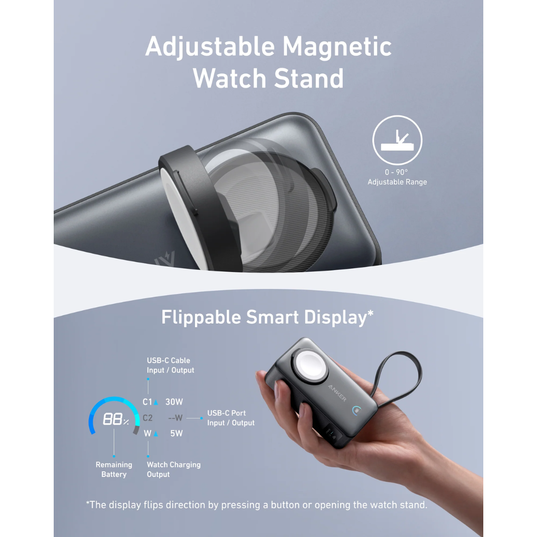 Anker A1657H11 MagGo 30W 10000mAh Power Bank for Apple Watch with Built in USB-C Cable