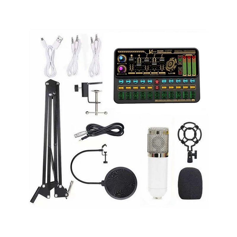 Multifunctional Live SK500 Sound Card and BM800 Suspension Microphone Set for Broadcasting and Recording Podcasts