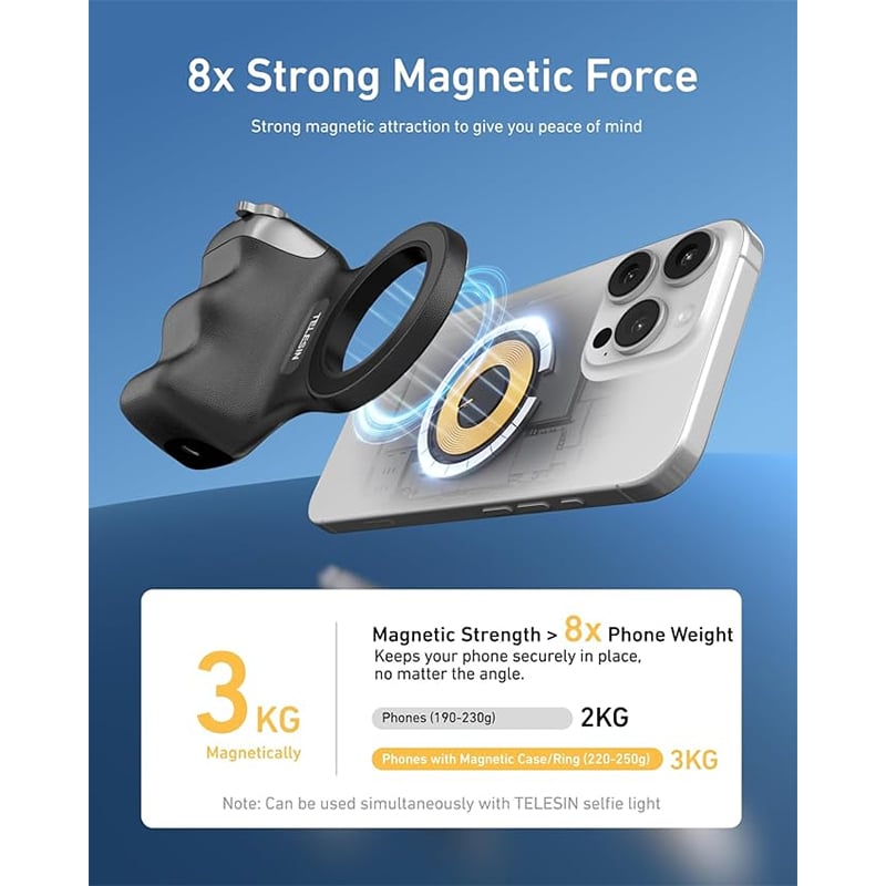 TELESIN Fun Shot Magnetic Grip2 DSLR Camera Style Shutter Grip for Phones