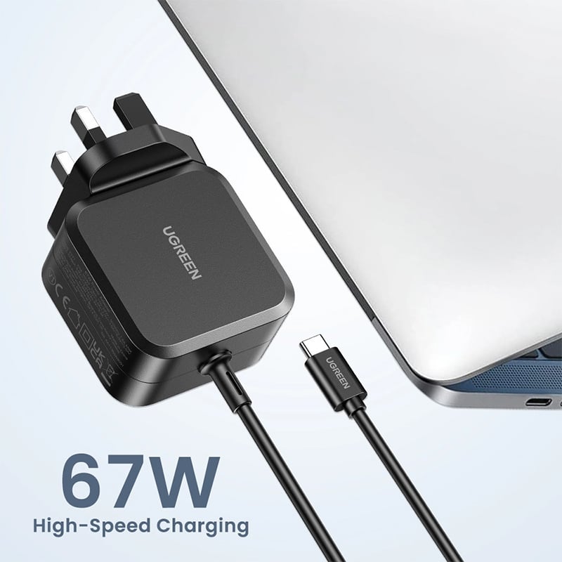 UGREEN 35063 x377 67W Type-C Laptop Power Adapter with Changeable 3xDC Laptop Power Adapters for Lenovo/HP/Acer Laptops
