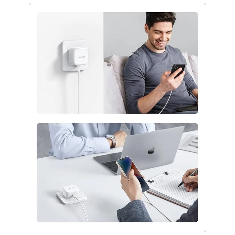 UGREEN 70297 20W Type-C PD UK 3 Pin Fast Charger with USB-C to Lightning Cable