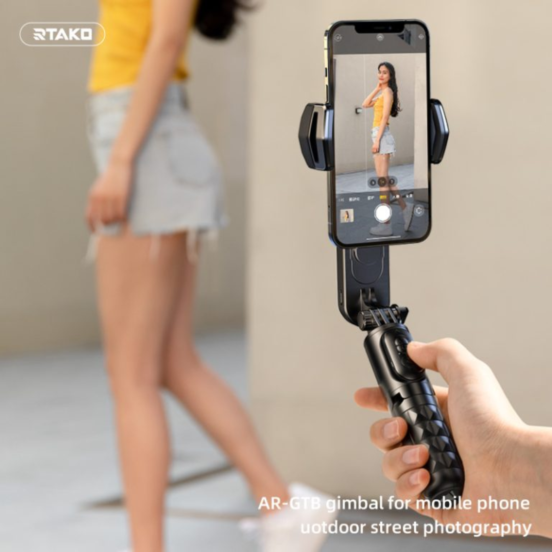 Rtako Q09 Mini Electric Gimbal Stabilizer with Extendable Selfie Stick Tripod
