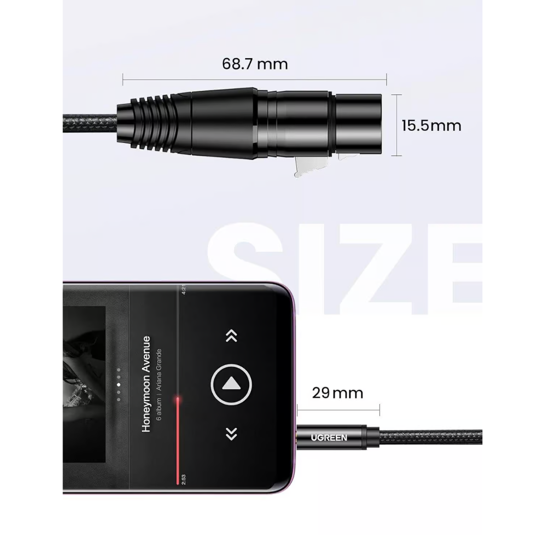 UGREEN 20244 3.5mm Three-Pole Male to XLR Female 2M Audio Cable