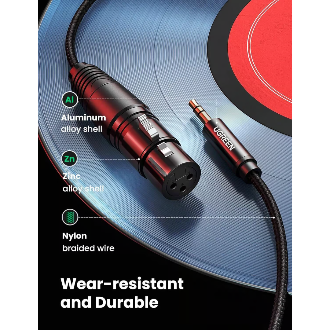 UGREEN 20244 3.5mm Three-Pole Male to XLR Female 2M Audio Cable