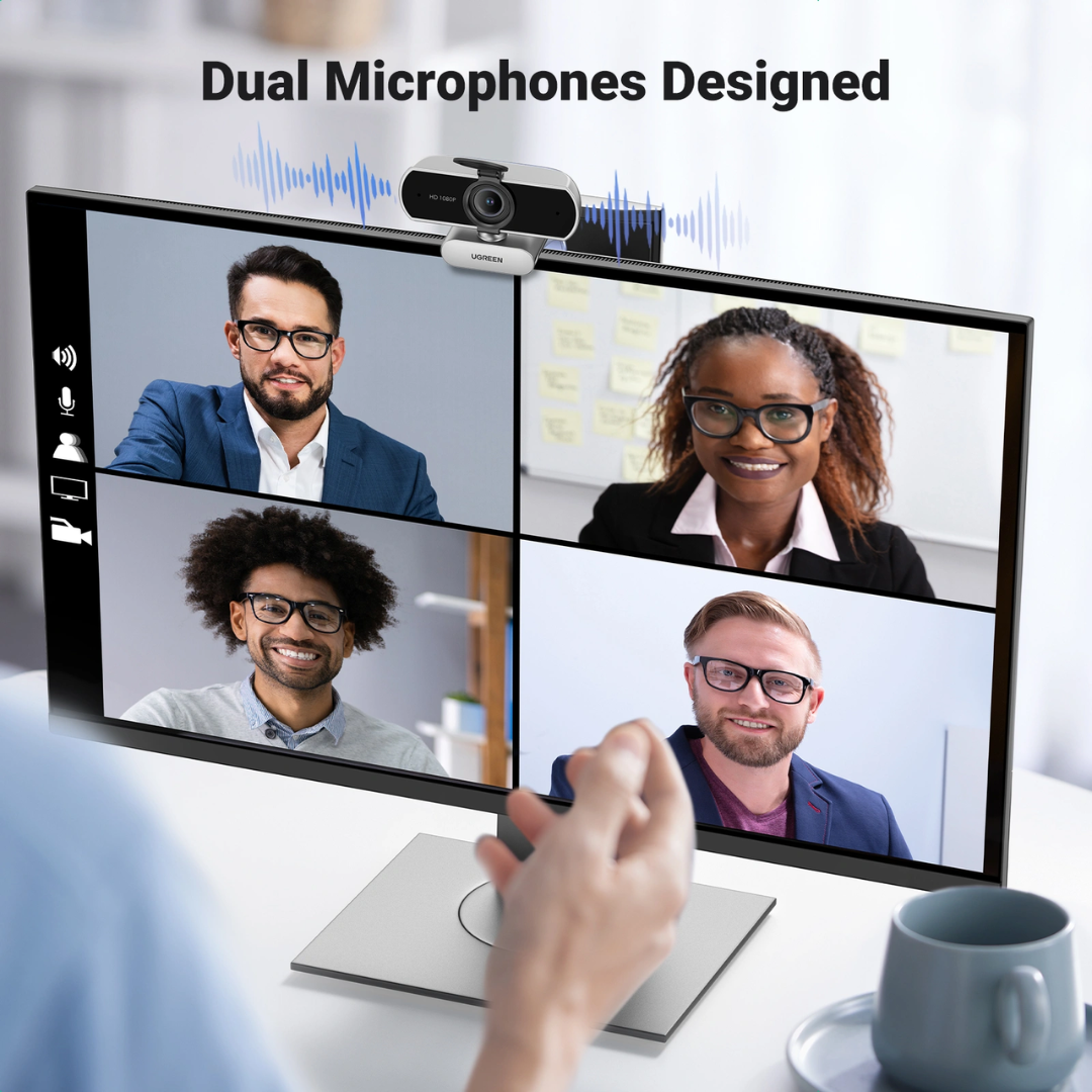 UGREEN 75326 Full HD 1080P 30 FPS USB Webcam with Dual Noise Cancellation