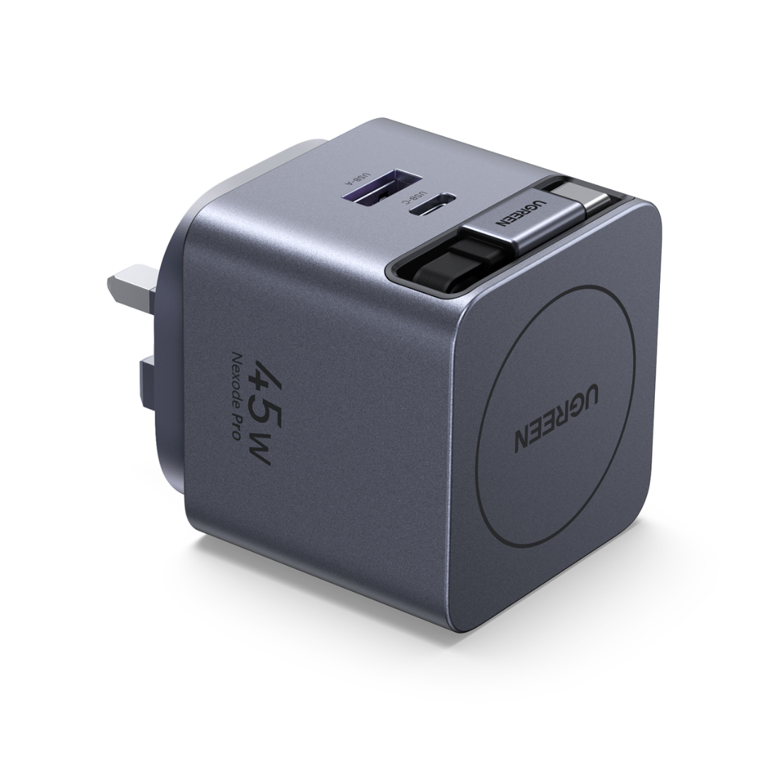 UGREEN 65826 Nexode Pro 65W GaN Charger with Retractable USB-C Cable
