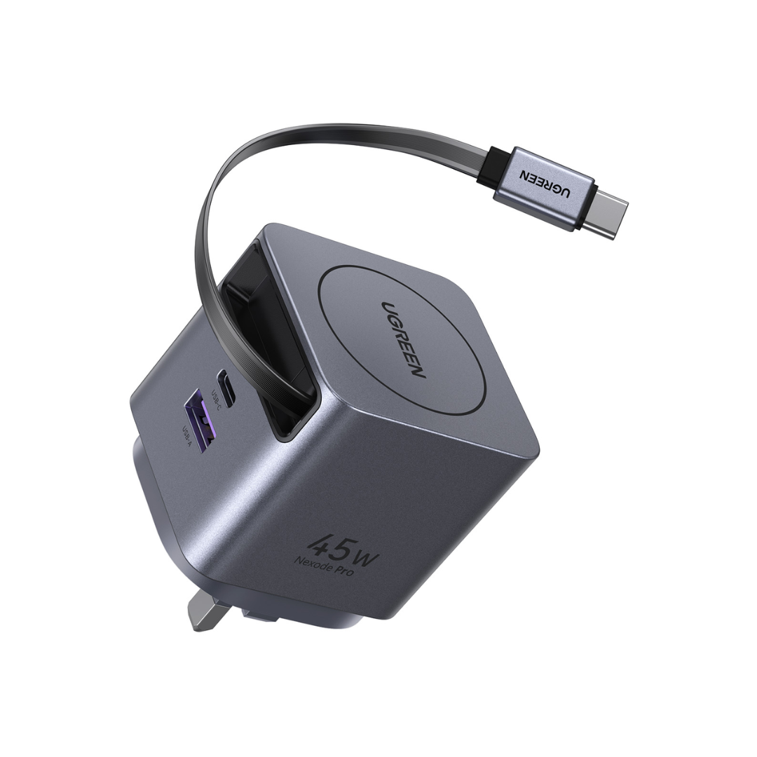 UGREEN 65826 Nexode Pro 65W GaN Charger with Retractable USB-C Cable