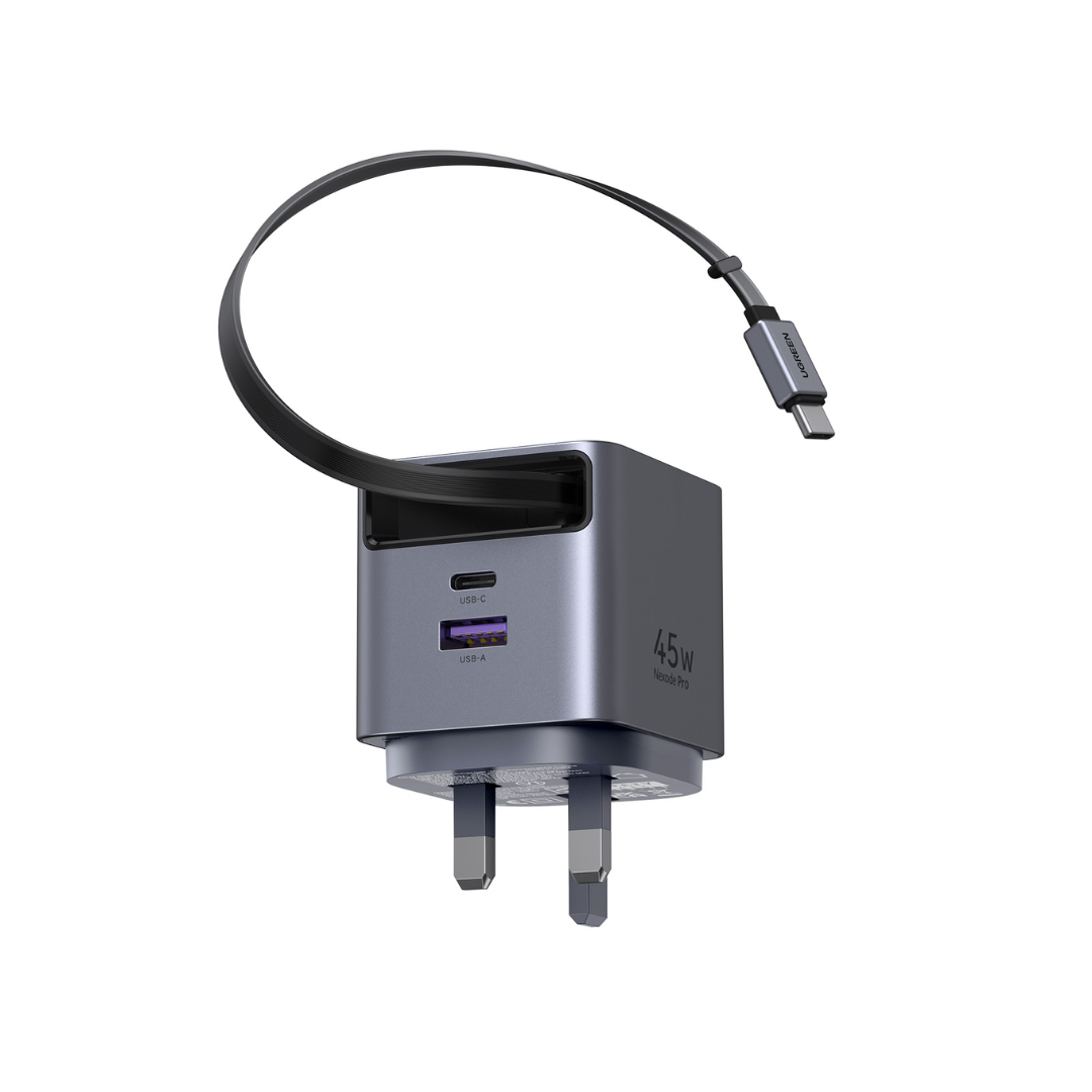UGREEN 65826 Nexode Pro 65W GaN Charger with Retractable USB-C Cable