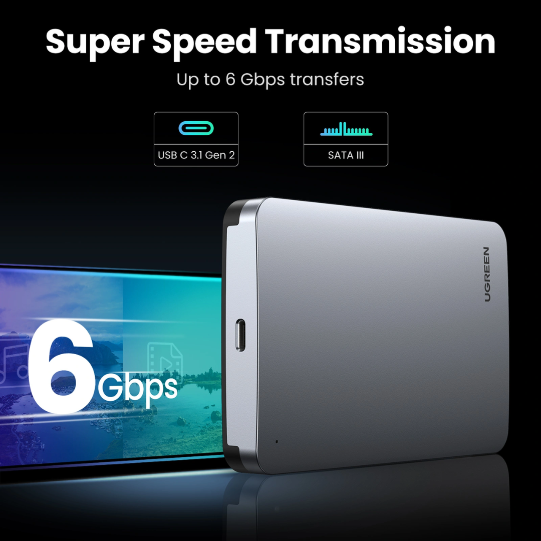 UGREEN 70499 2.5" USB-C SATA III External Hard Drive Enclosure