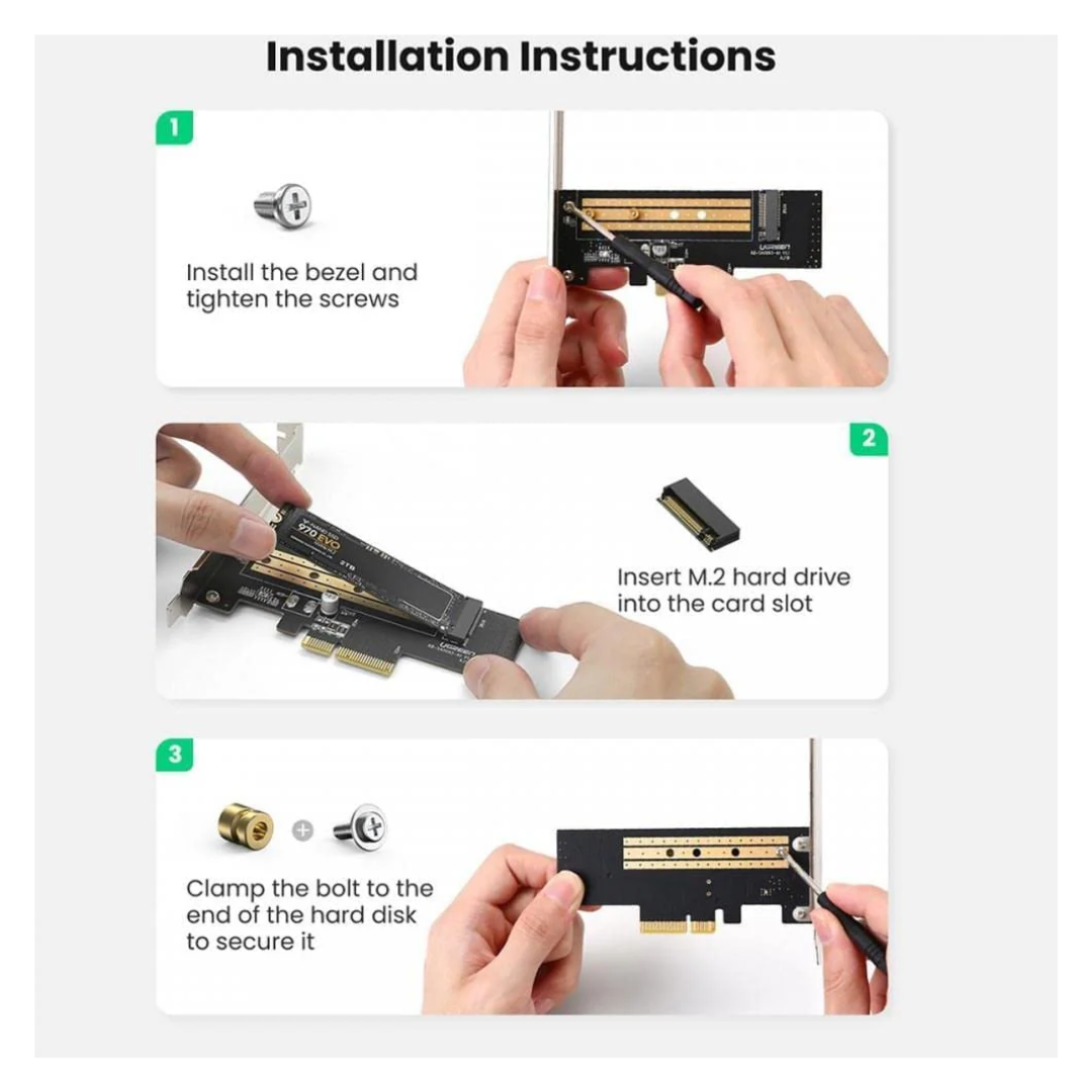 UGREEN 70504 Dual M.2 NVMe/SATA to PCIe 3.0 X4 Expansion Card