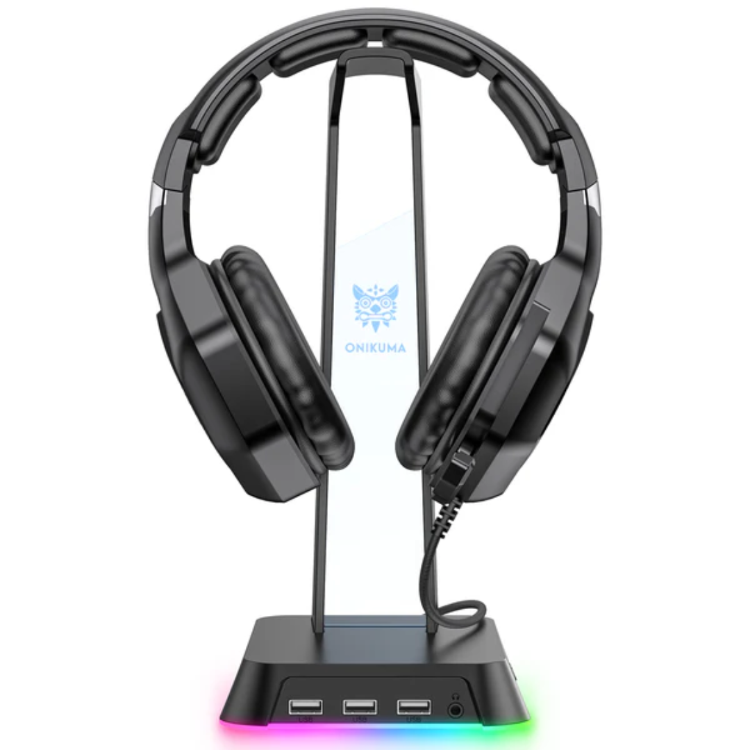 ONIKUMA ST-2 RGB Gaming Headphone Stand with 3 USB and 3.5mm AUX Ports