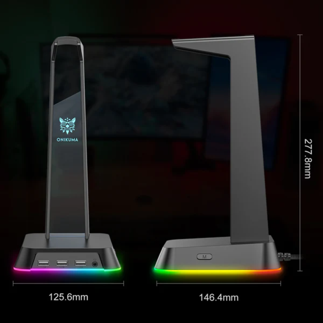ONIKUMA ST-2 RGB Gaming Headphone Stand with 3 USB and 3.5mm AUX Ports