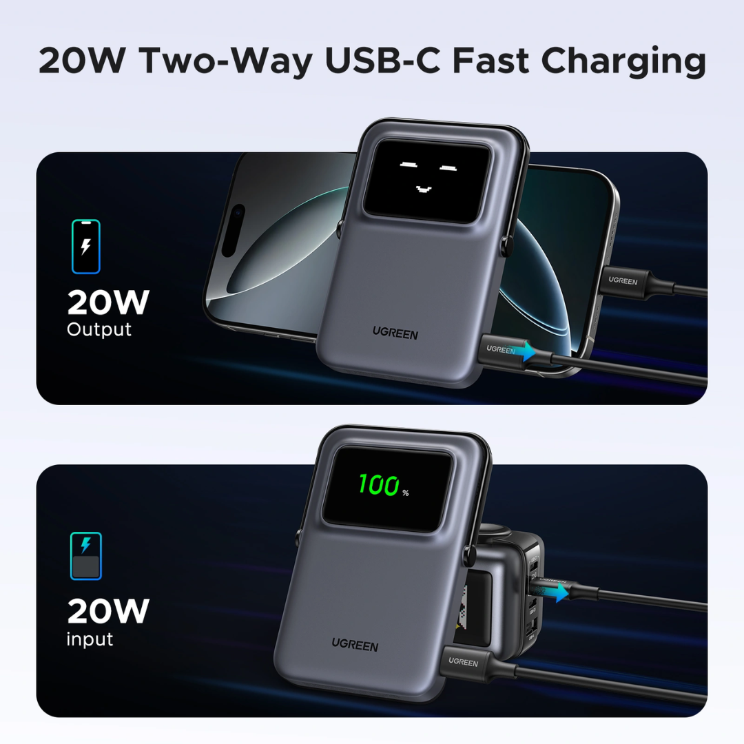 UGREEN 35605B Uno 20W 5000mAh Magnetic 7.5W Wireless Power Bank