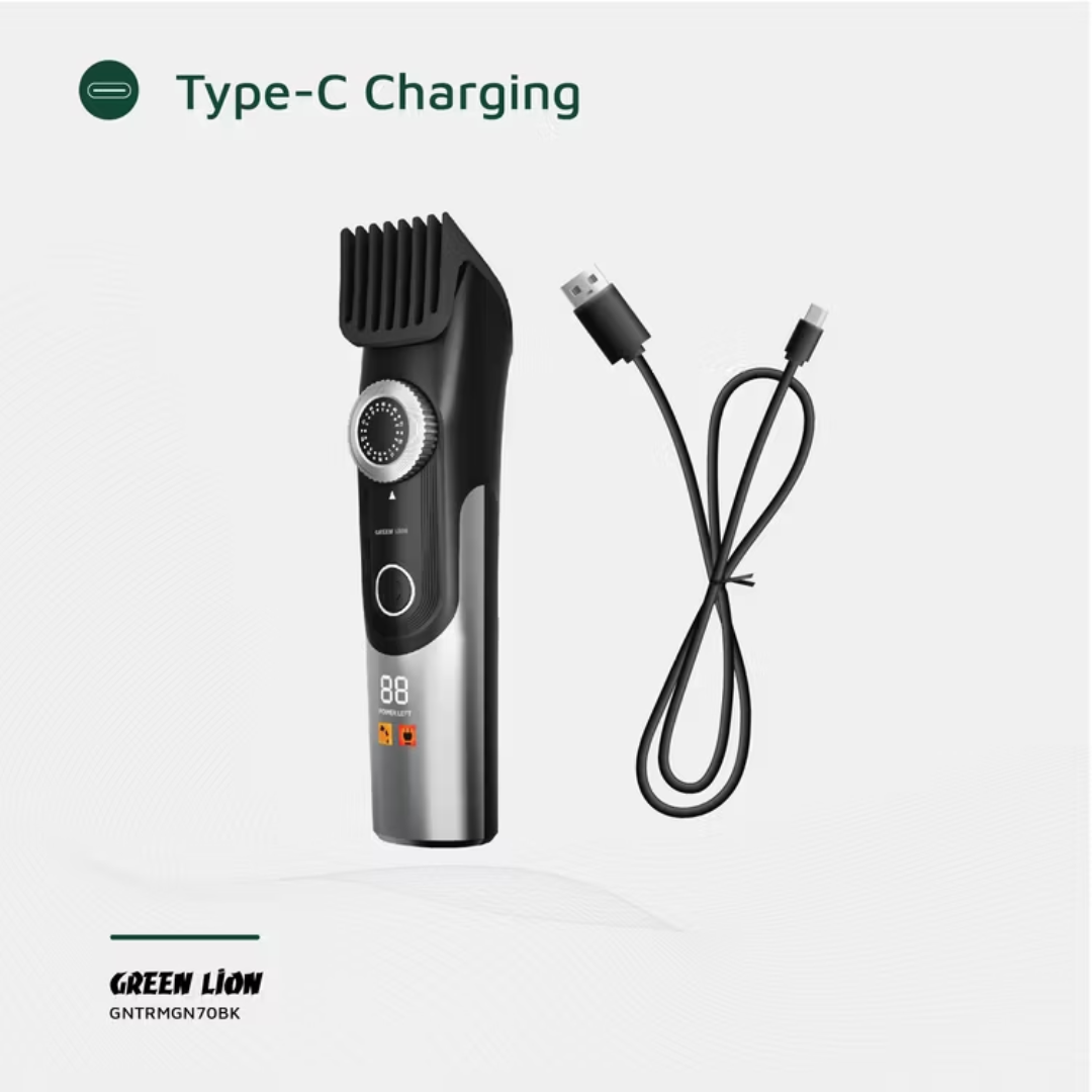 Green Lion GL-TM41 Trim Gen”70 Body Hair Trimmer with 3 Speed Levels, LED Status Indicator, Corded &amp; Cordless Use, Charging Base, 1.5 Hours Working Time, 6000RPM Motor