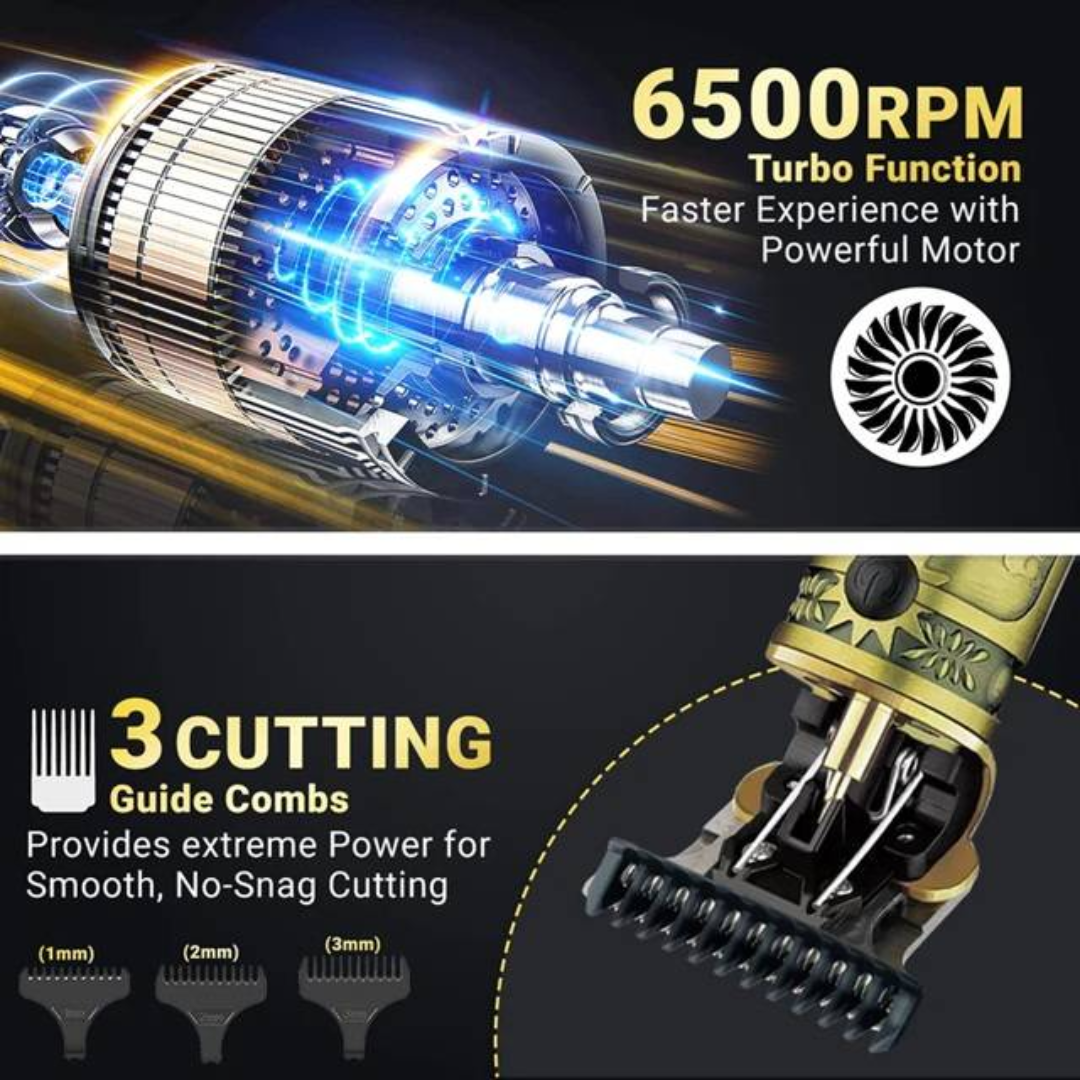 VGR V-097 Professional Hair Trimmer Stainless Steel Blades LED Display USB Charging with Turbo mode 3 Guide Combs for Smooth Cutting