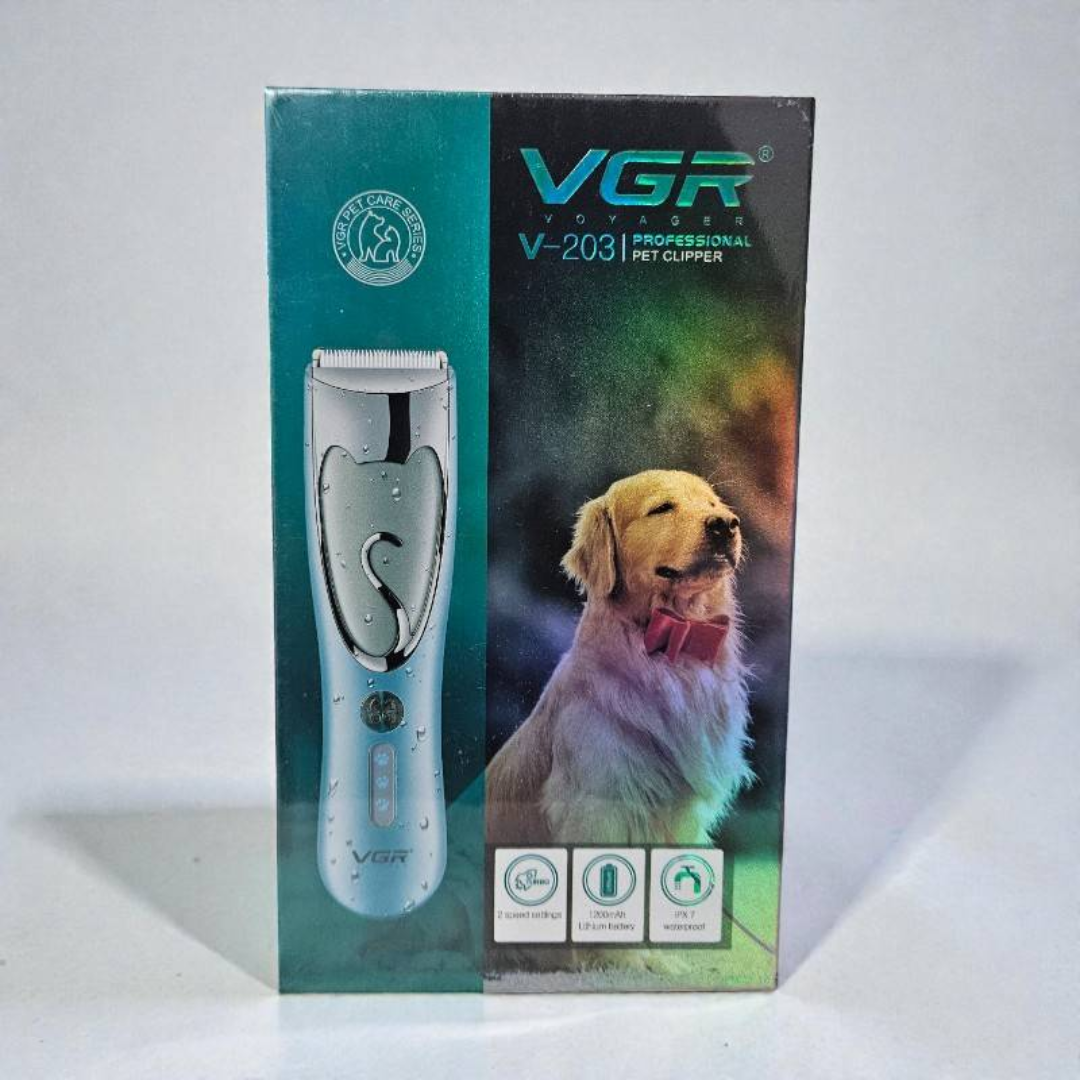 VGR V-203 Professional Pet Trimmer USB Rechargeable Washable Turbo Motor Ceramic Blade 2 Speed Settings for Dog and Cat Grooming Hair Clipper