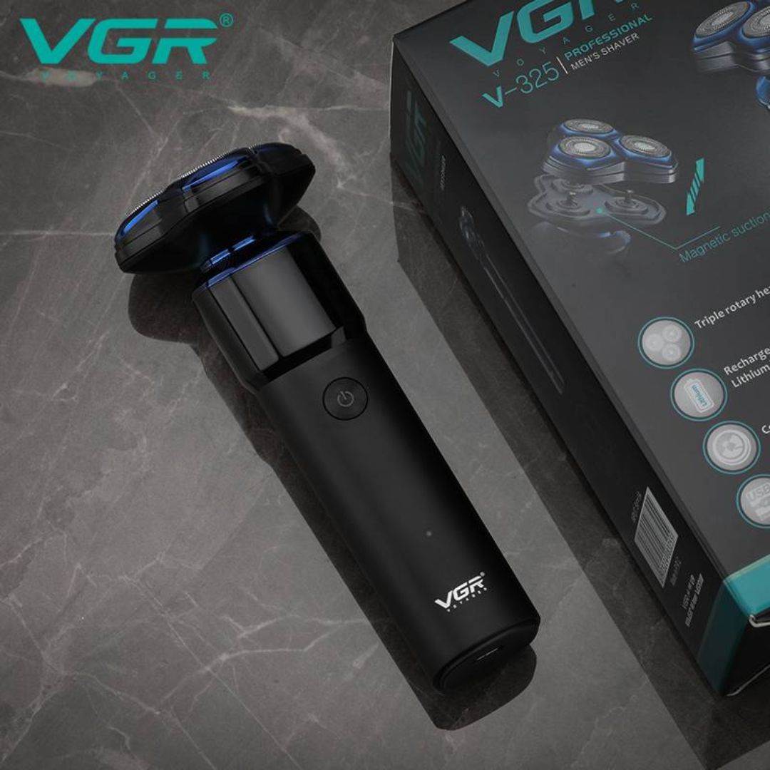 VGR V-325 Professional Mens Shaver with Triple Rotary Heads Magnetic Suction Rechargeable USB Charging Cordless Electric Razor for Smooth Shave