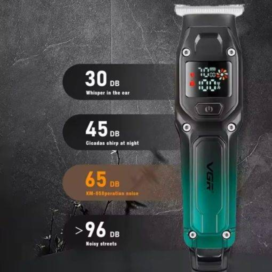 VGR V-964 Professional Hair and Beard Trimmer LCD Display Precision Stainless Steel Blades USB Rechargeable Turbo Performance