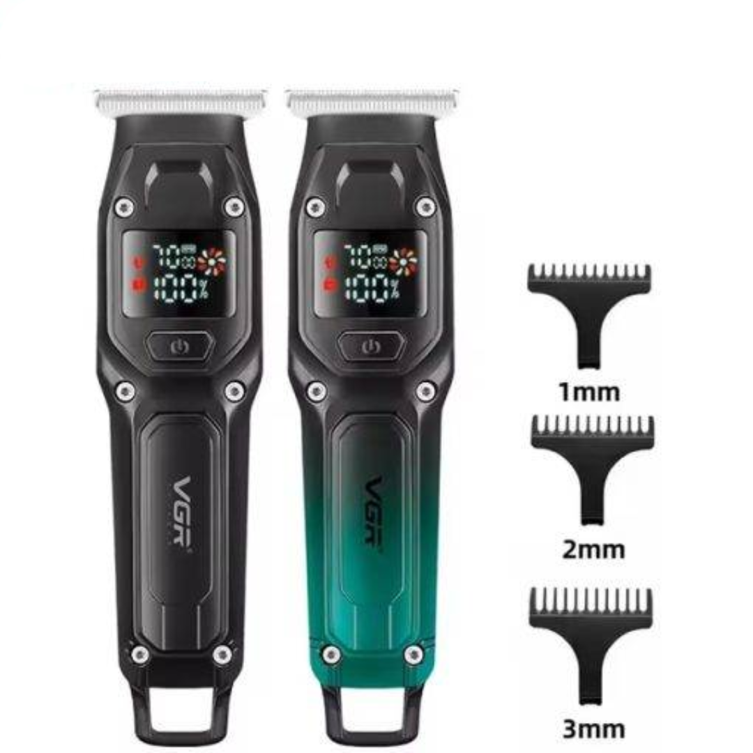 VGR V-964 Professional Hair and Beard Trimmer LCD Display Precision Stainless Steel Blades USB Rechargeable Turbo Performance