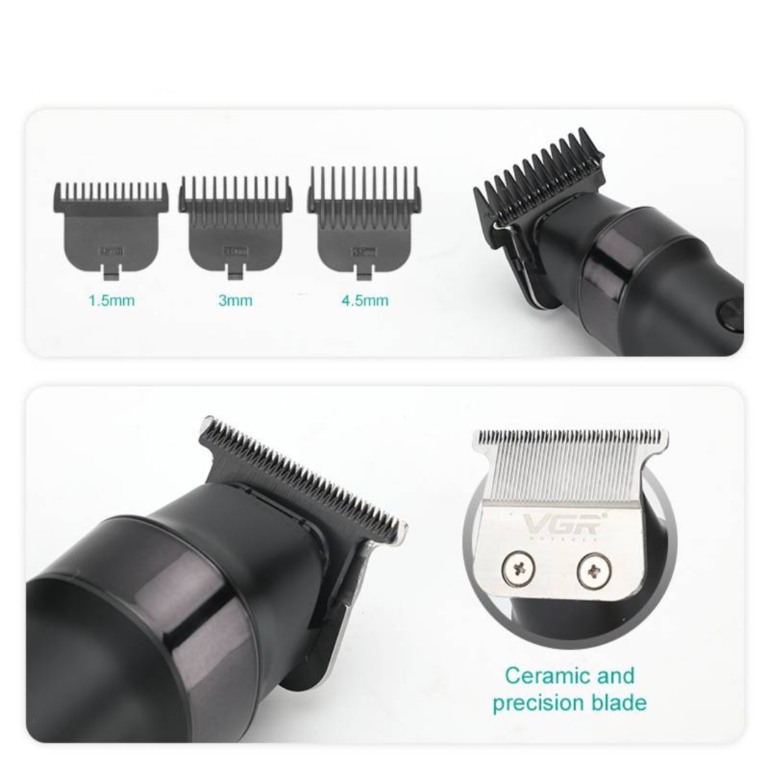 VGR V-987 Professional Hair Trimmer for Men Precision Ceramic Blade Turbo Function Rechargeable Cordless Beard &amp; Hair Clipper with LED Display