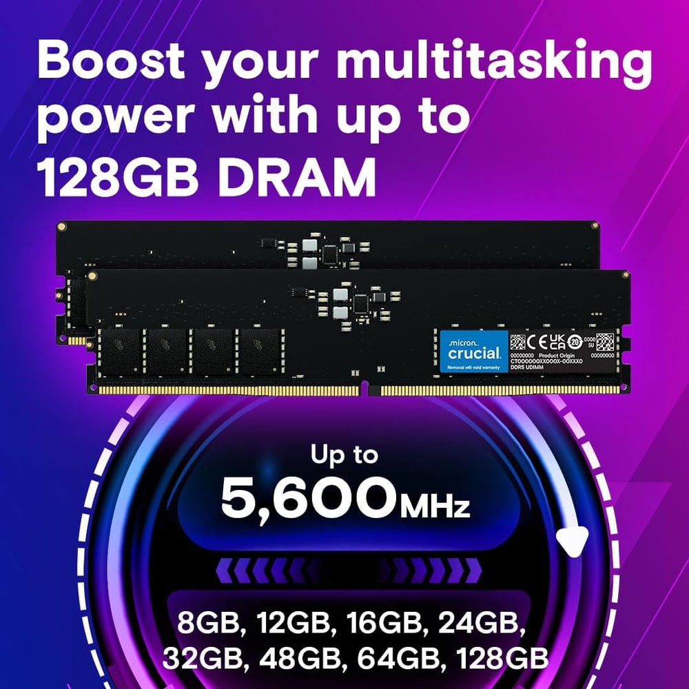 Crucial 32GB DDR5 UDIMM 5600MHz Desktop RAM