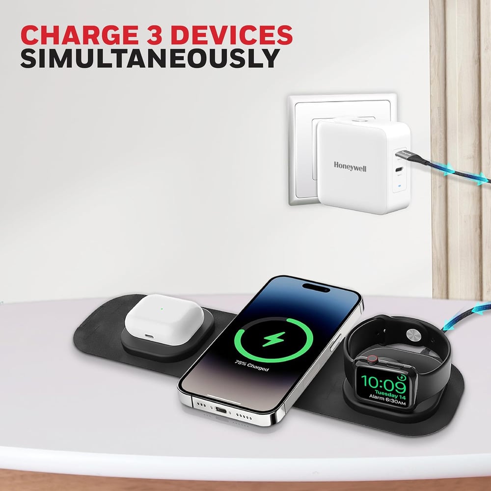 Honeywell Zest Wireless 3-in-1 Magnetic Foldable Charger