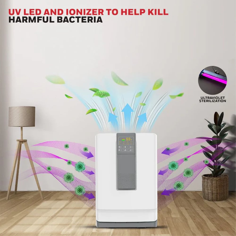 Honeywell  Air Touch V4 Air Purifier For Home 5 Stage Filtration Covers 543 sq.ft UV LED &amp; Ionizer Anti-Bacterial Activated Carbon &amp; H13 HEPA Filter Removes 99.99% Pollutants &amp; Micro Allergens