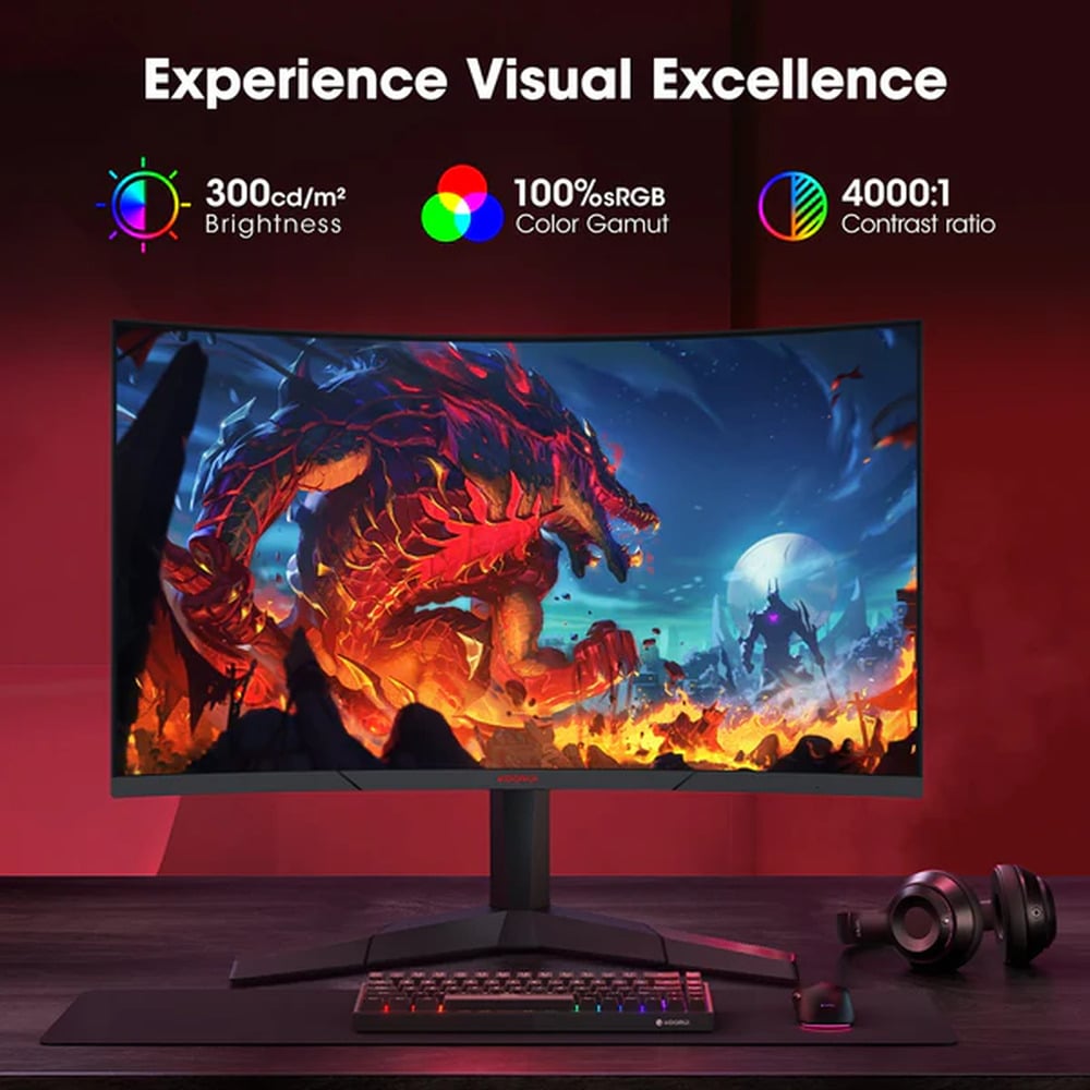 KOORUI 27E6QCA 27-inch VA QHD 180Hz Curved Gaming Monitor