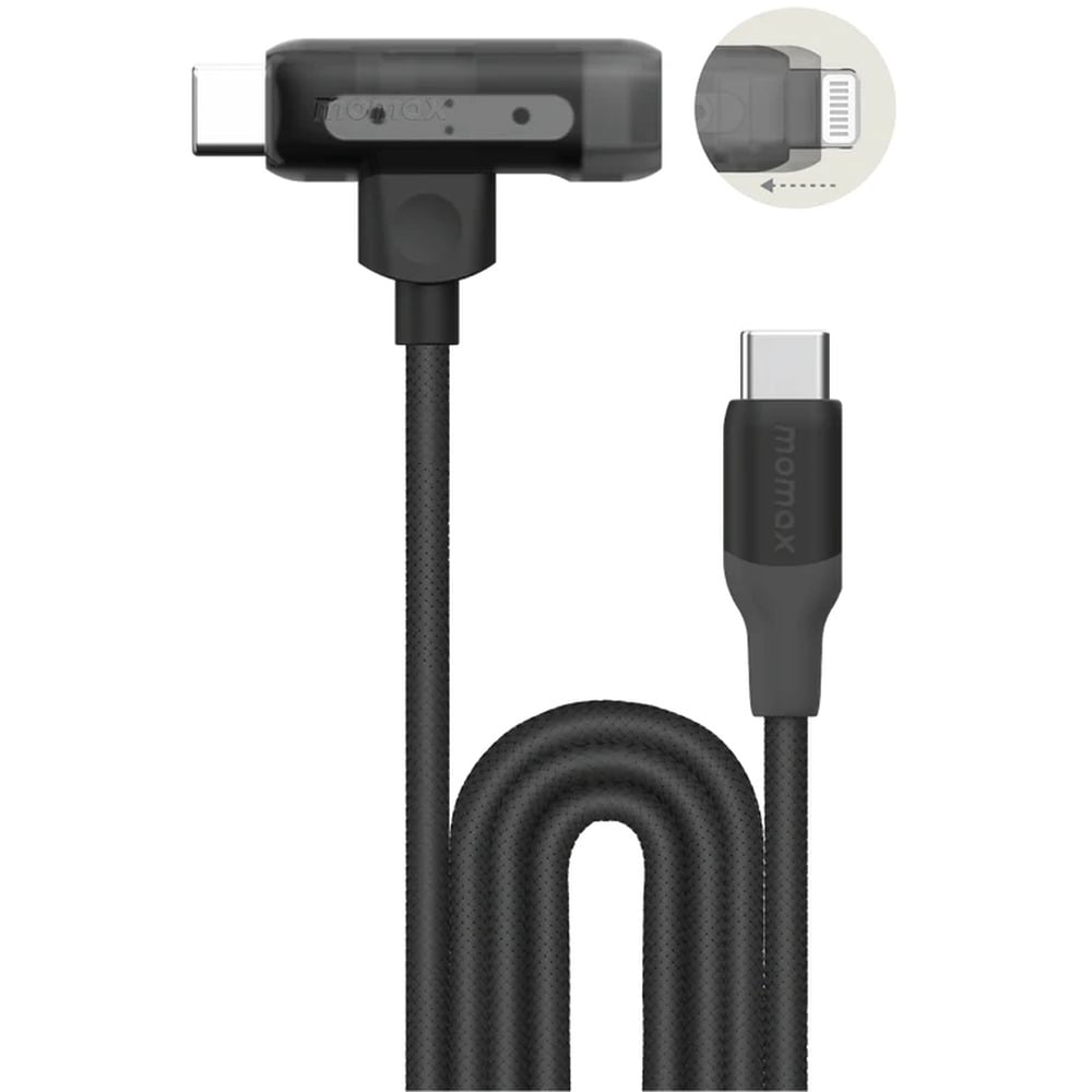 Momax DL56 1-Link Flow Duo 60W USB-C to USB-C &amp; Lightning MFi Certified 1.5M Braided Cable