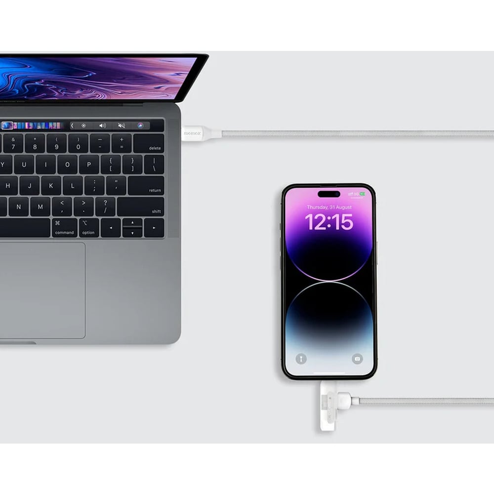 Momax DL56 1-Link Flow Duo 60W USB-C to USB-C &amp; Lightning MFi Certified 1.5M Braided Cable