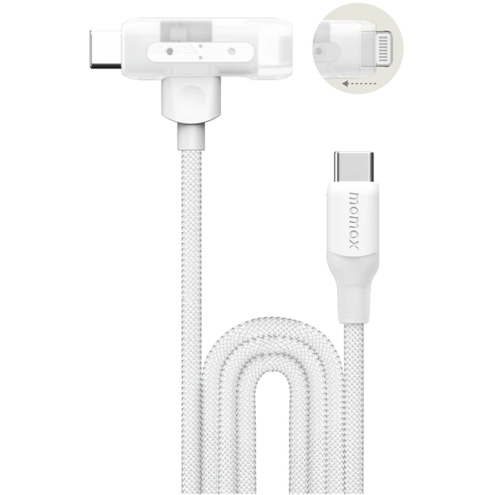 Momax DL56 1-Link Flow Duo 60W USB-C to USB-C &amp; Lightning MFi Certified 1.5M Braided Cable
