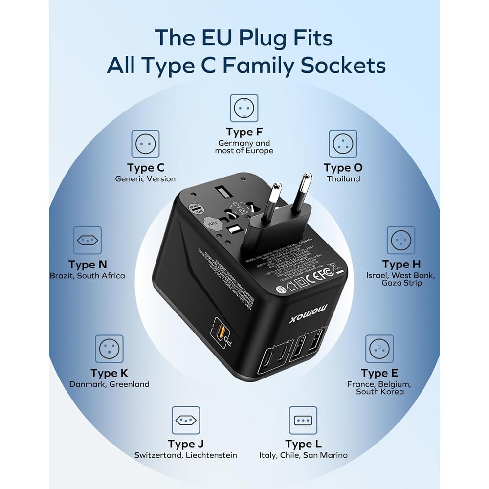 Momax UA8A 1-World Universal 5-Port 70W Travel GaN Charger