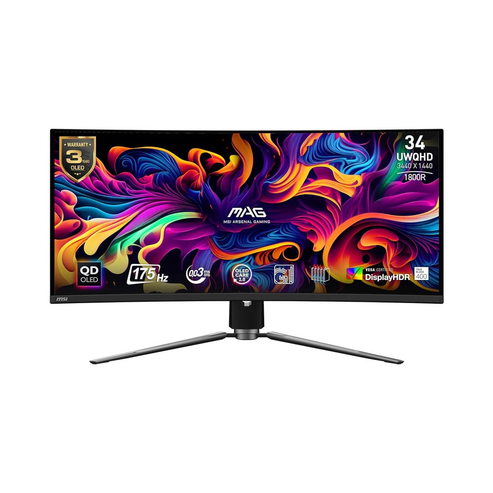 MSI MAG 341CQP 34" Inch QD-OLED UWQHD 175Hz Curved Gaming Monitor