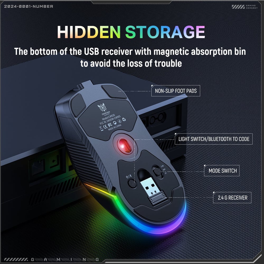 ONIKUMA CW928 Tri Mode Gaming Mouse